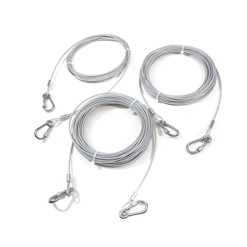 Double Headed Dog Tie Out Cable Leash Stainless Steel Buckle