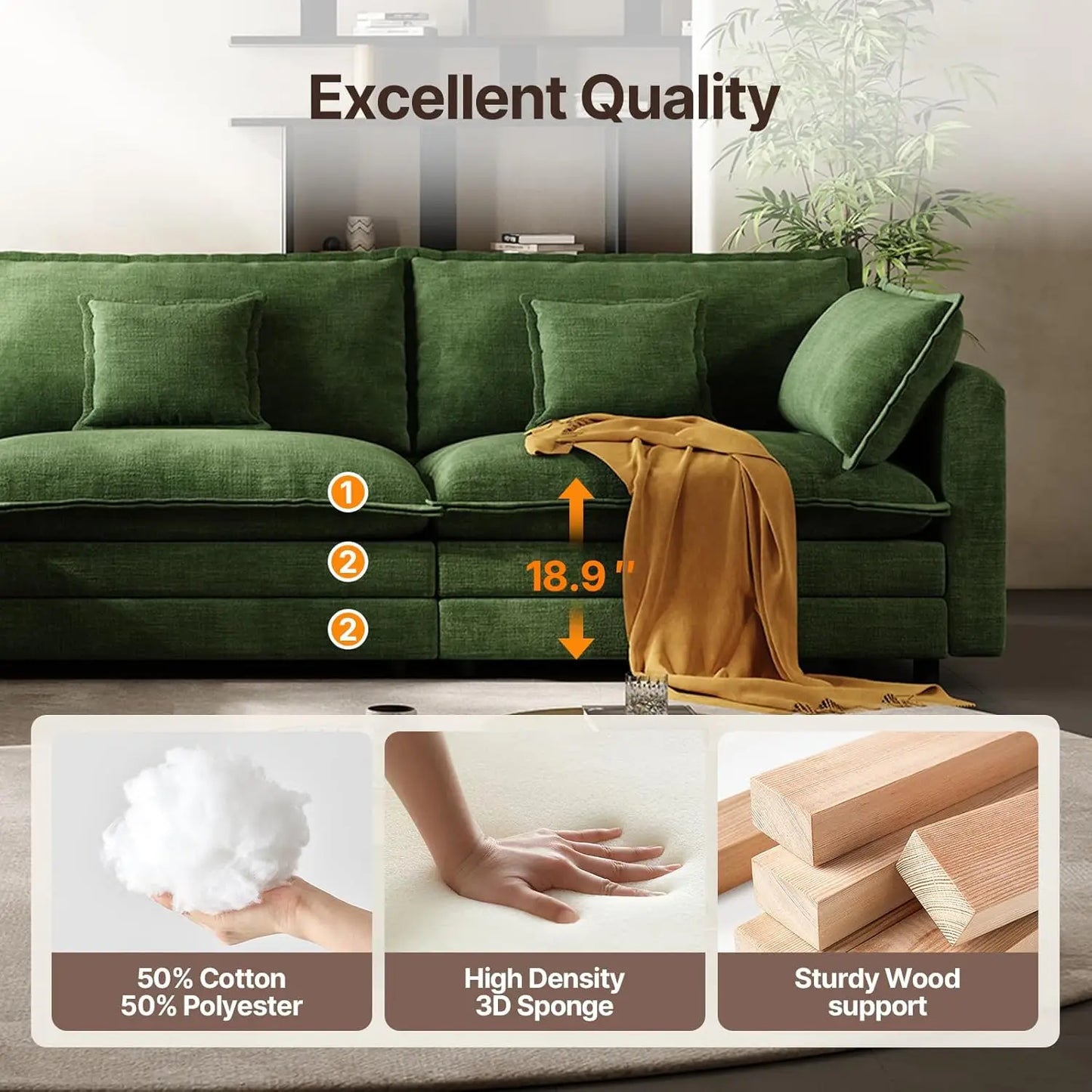 Modular Sectional Sofa With Movable Ottoman L Shaped Furniture