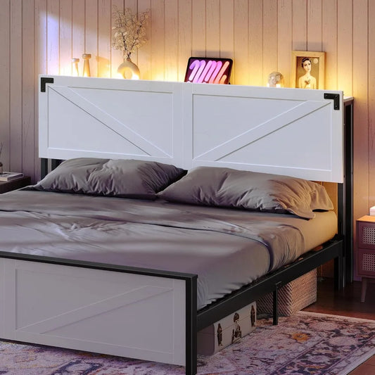 DAFIFY Farmhouse Headboard With 2 Outlets And 4 USB Ports