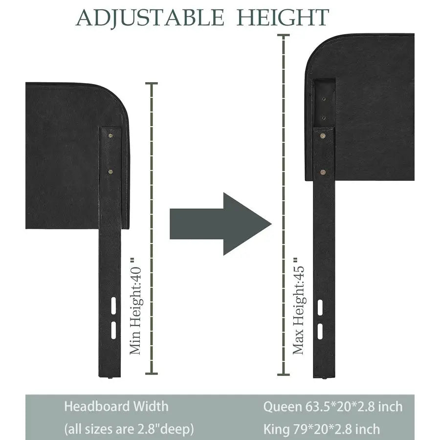 Upholstered Button Tufted Solid Wood Headboard With Adjustable Height