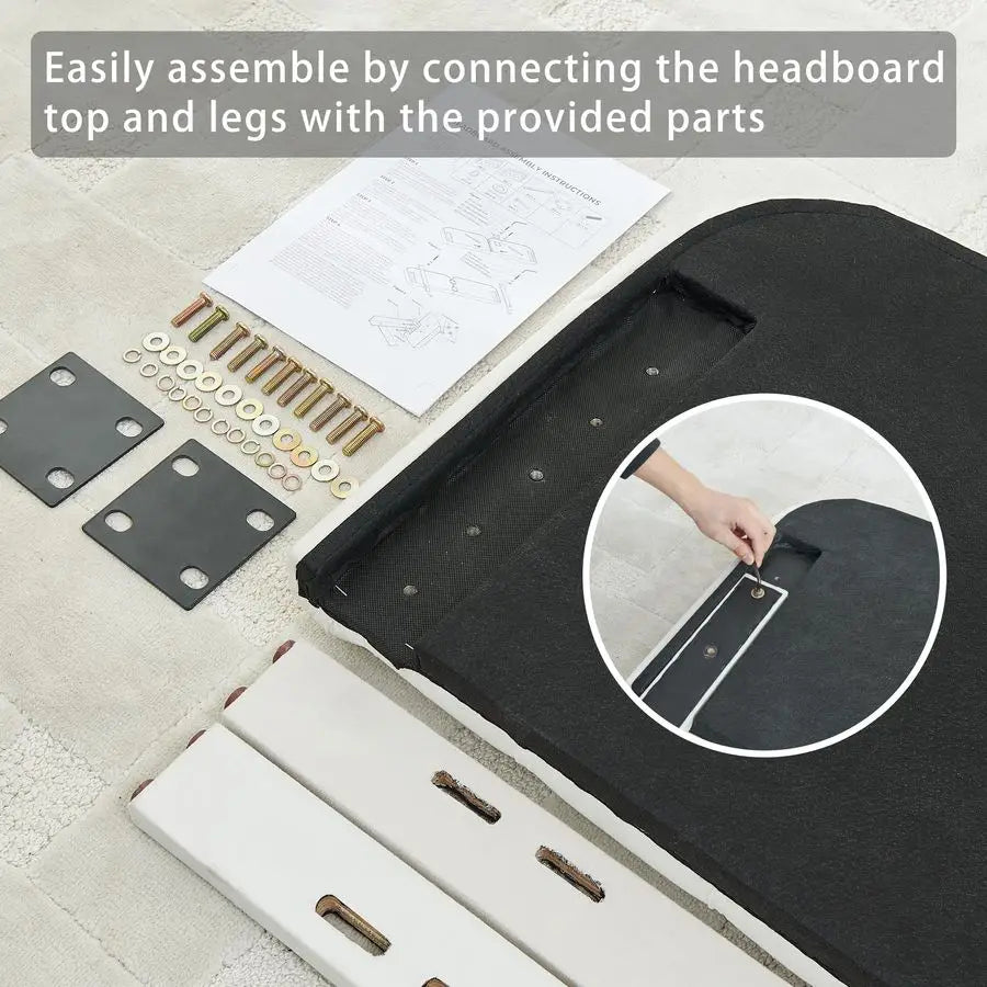 Upholstered Button Tufted Solid Wood Headboard With Adjustable Height