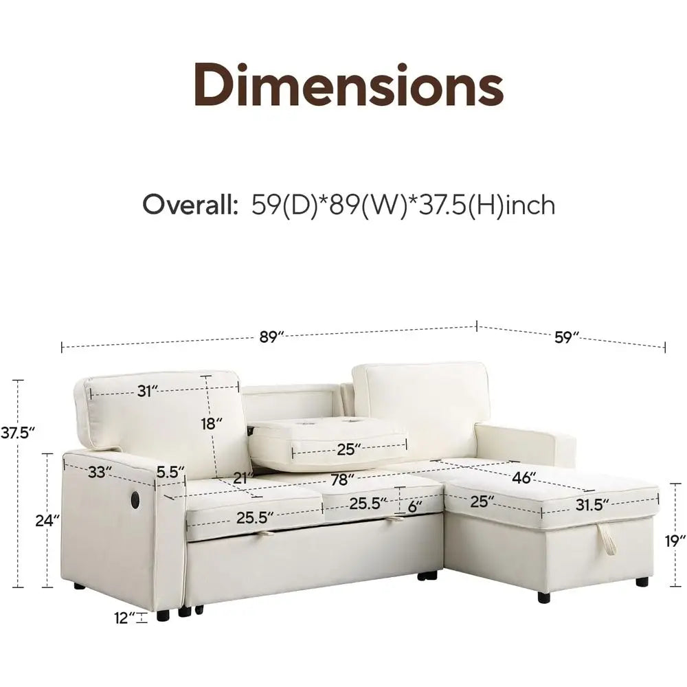 GUOHE Luxury Chenille 2 In 1 Sleeper Sofa With Storage