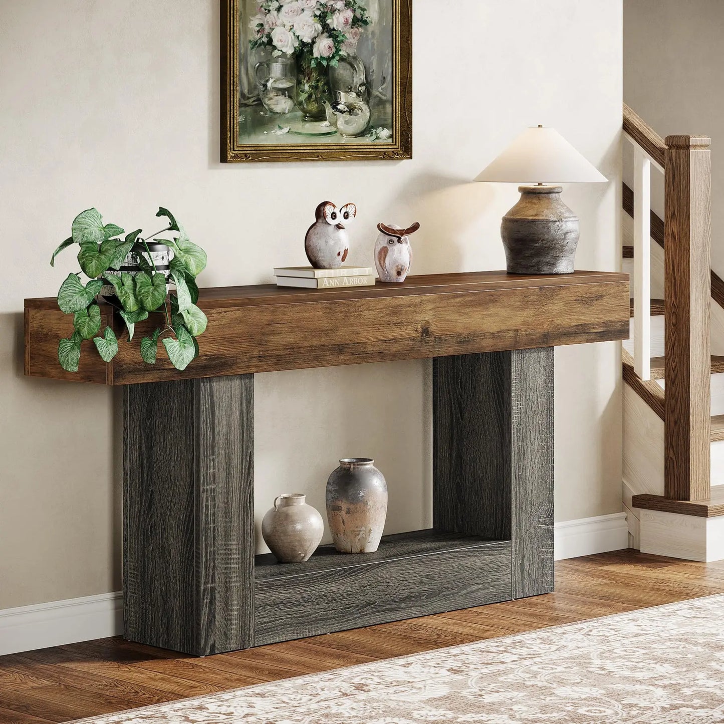 Tribesigns Farmhouse Console Table With U Shaped Base