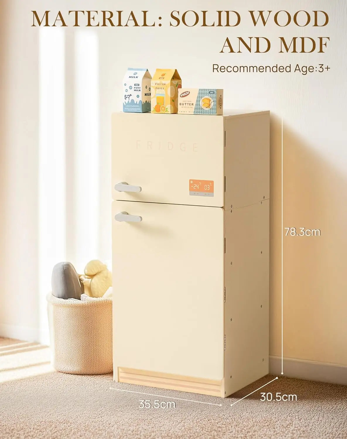 Robotime Robud Wooden Toy Fridge Play Kitchen Set With Accessories