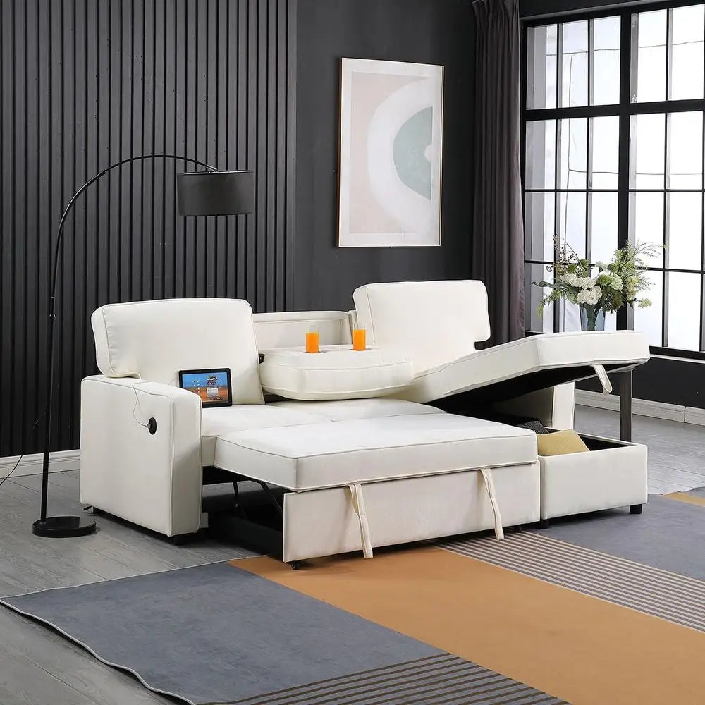 GUOHE Luxury Chenille 2 In 1 Sleeper Sofa With Storage