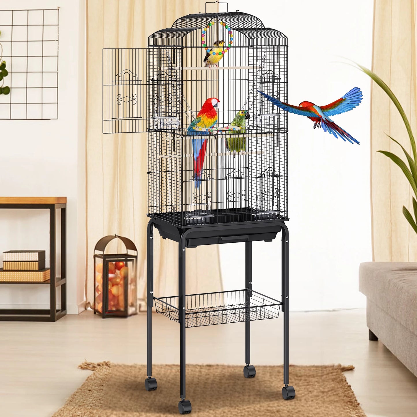 Metal Flight Bird Cage For Parrots And Cockatiels Iron Ventilated