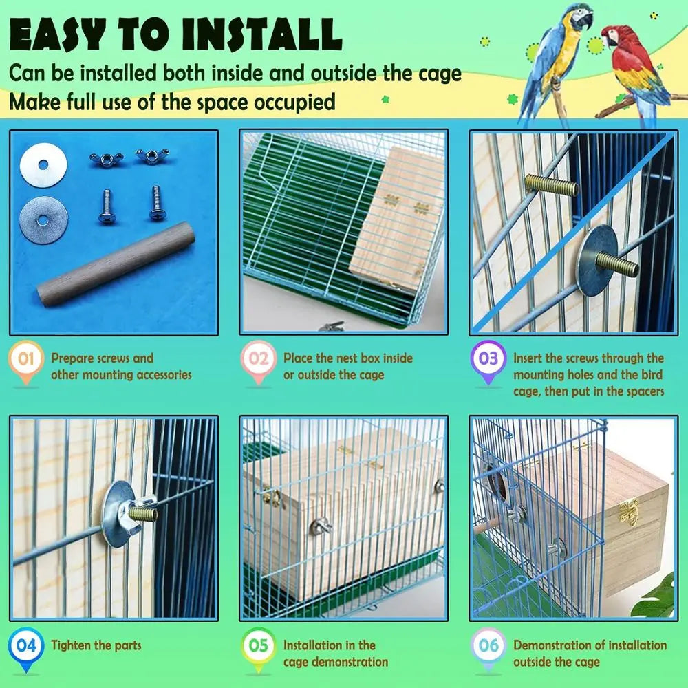 NONEM Parakeet Nest Box For Budgies Cockatiels Parrots Breeding