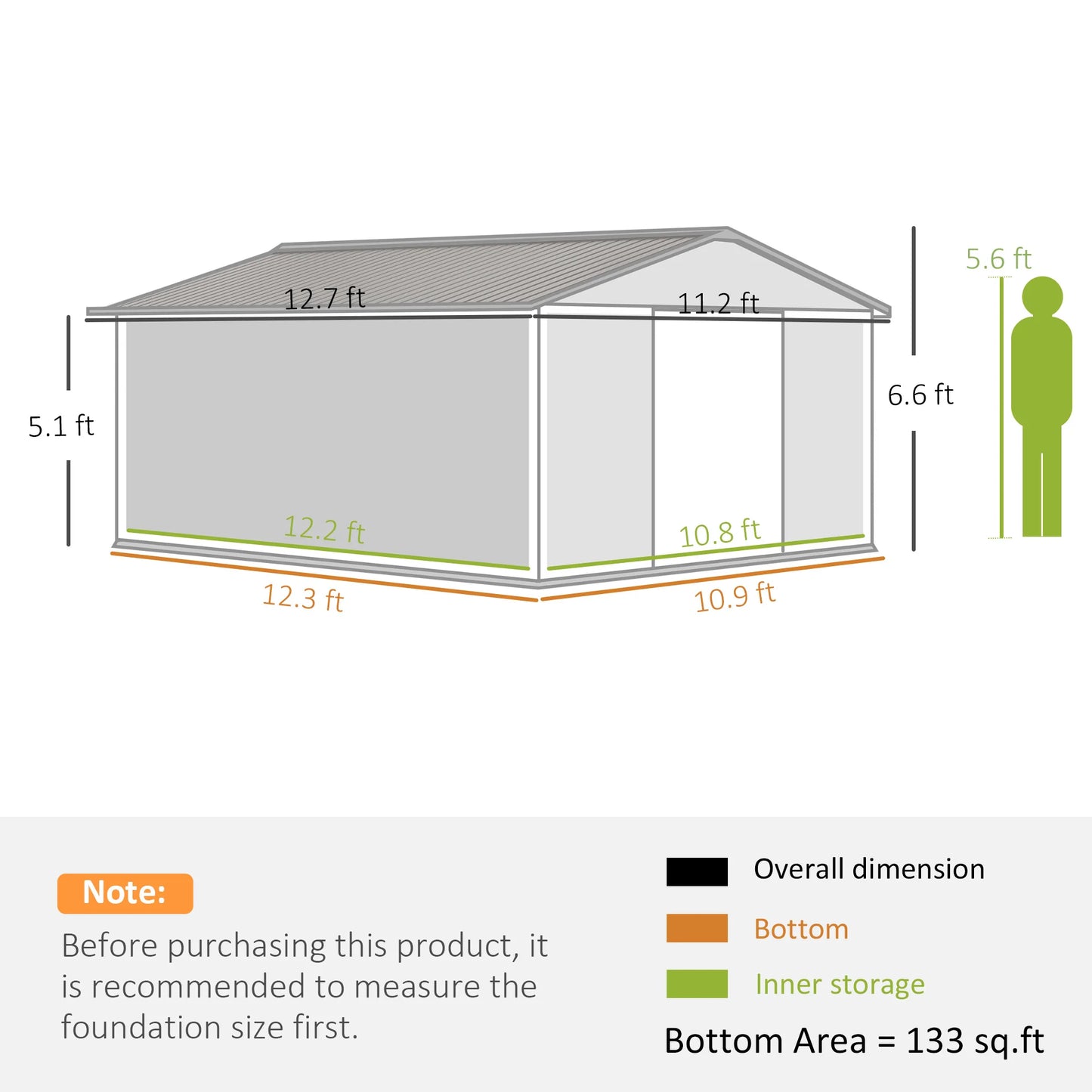 Outsunny Steel Outdoor Utility Storage Shed Kit For Backyard