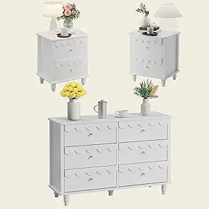 RBXC Bedroom Set Dresser and Nightstand Scalloped Design