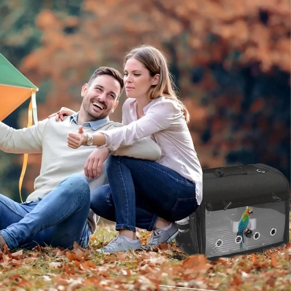 NONEM Lightweight Bird Travel Cage With Stand Backpack Parrot Carrier