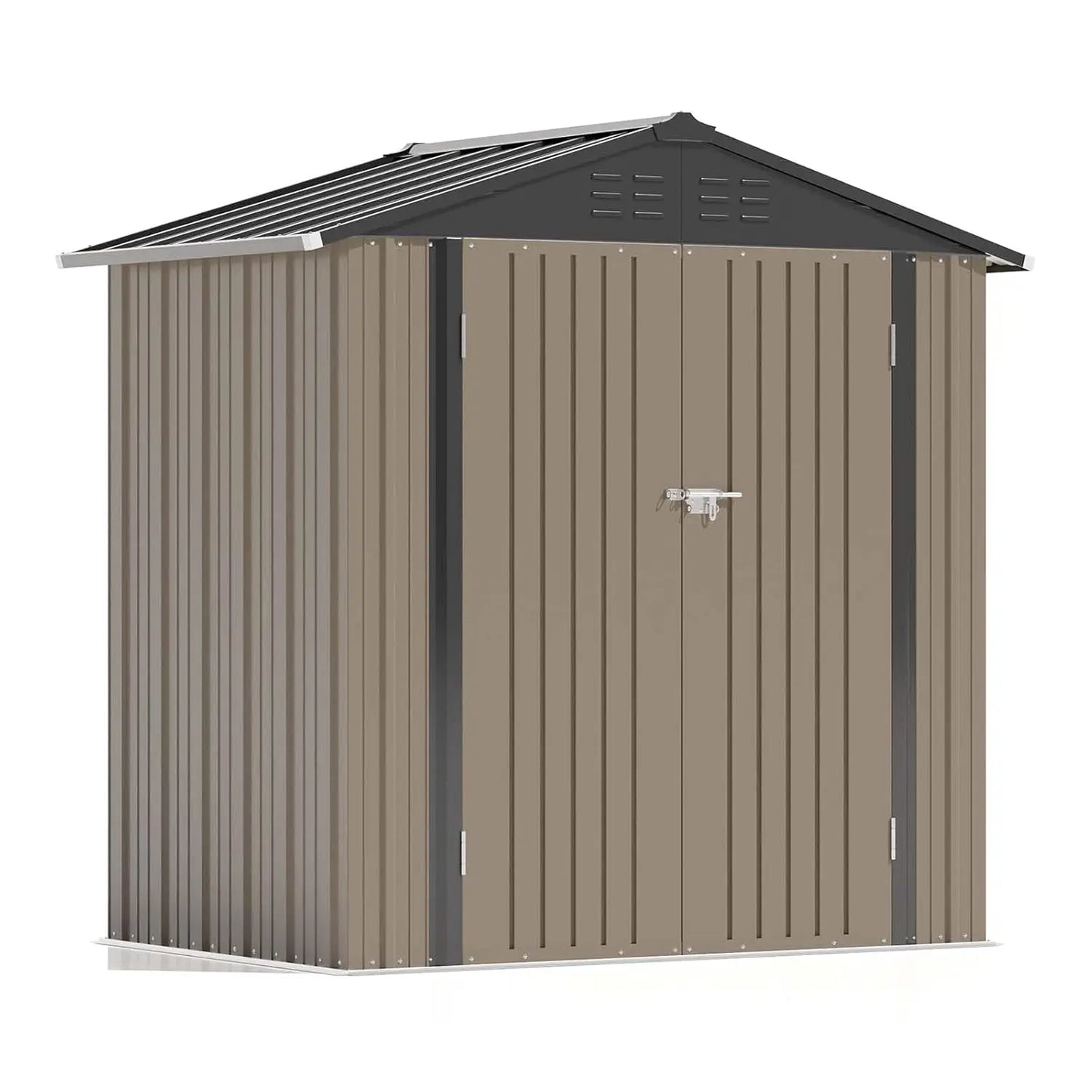Outdoor Metal Storage Shed With Lockable Door And Sloping Roof
