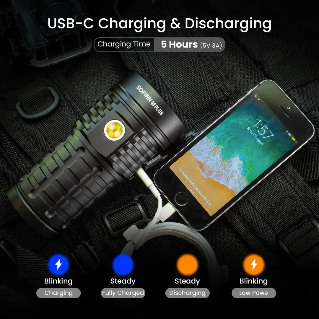 Sofirn Q8 Plus 16000LM USB C Rechargeable LED Flashlight Anduril 2.0 Torch