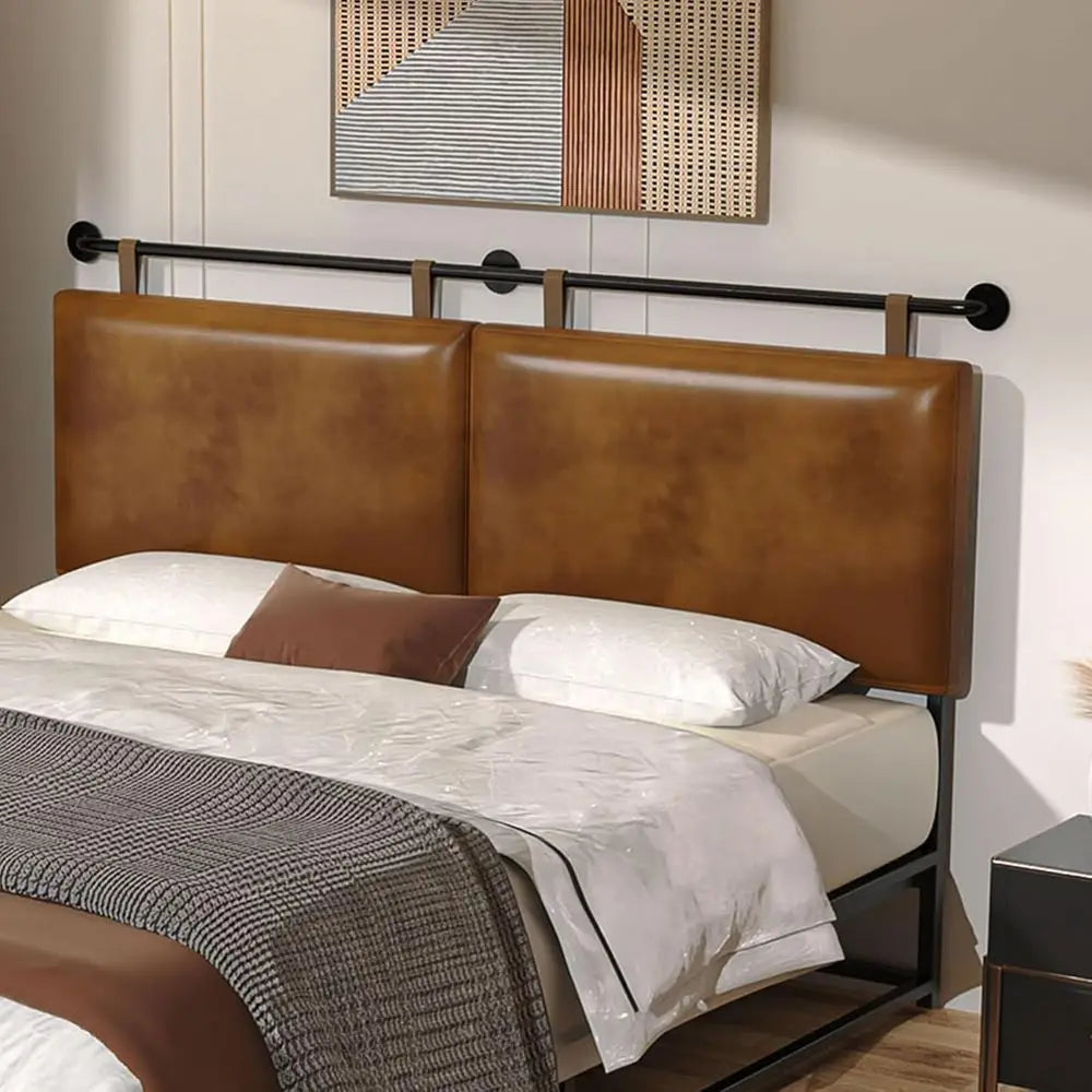 DAFIFY Wall Mounted PU Leather Headboard Industrial Pipe Design for Bed
