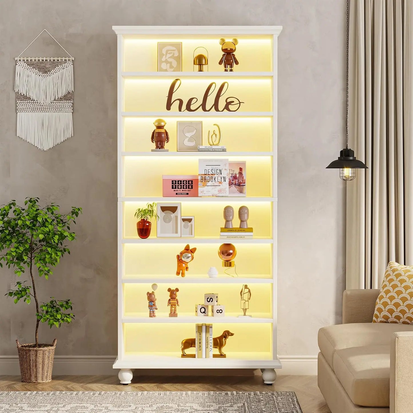 Little Tree LED Bookcase With Freestanding Solid Wood Legs