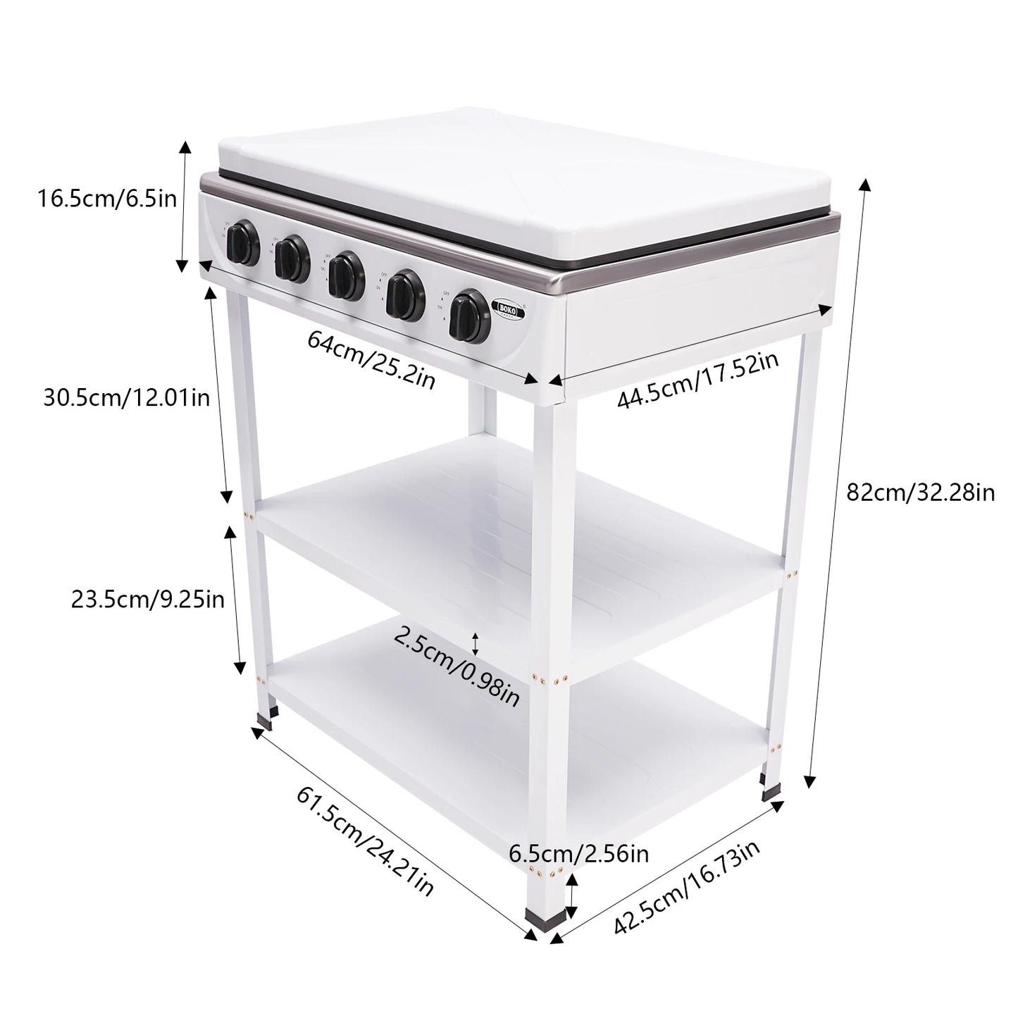 5 Burner Freestanding Gas Grill With 2.5 kW Burner Outdoor