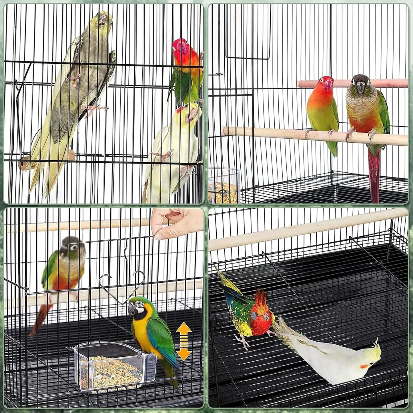HiMISSCN Portable Bird Cage Carrier Travel Parrot Cage With 2 Perches