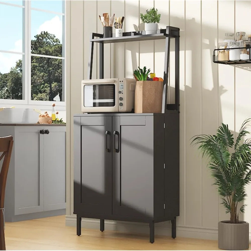 Pantry Cabinets With Microwave Shelves And Adjustable Shelves Freestanding