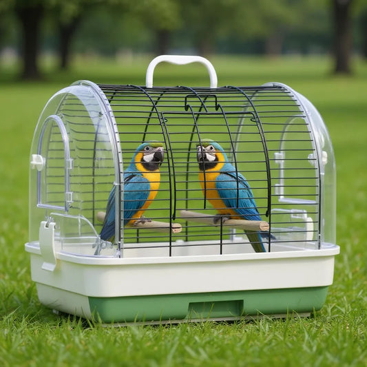 TWISTER Metal Plastic Transparent Bird Cage Panoramic Portable Outdoor