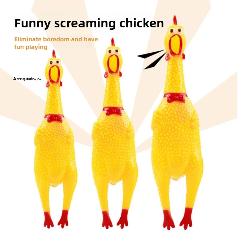 DKSTINYE Squeaky Chicken Dog Toy Squeaker Rubber Chew Toy