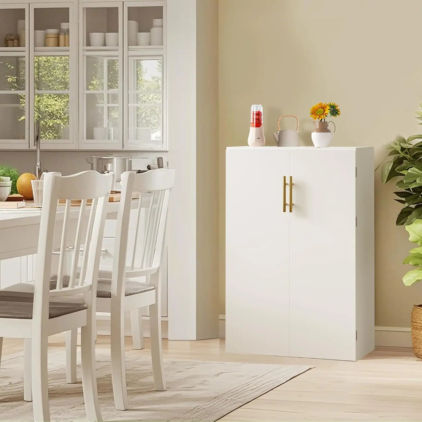 Kitchen Pantry Storage Cabinet With Adjustable Shelves Freestanding