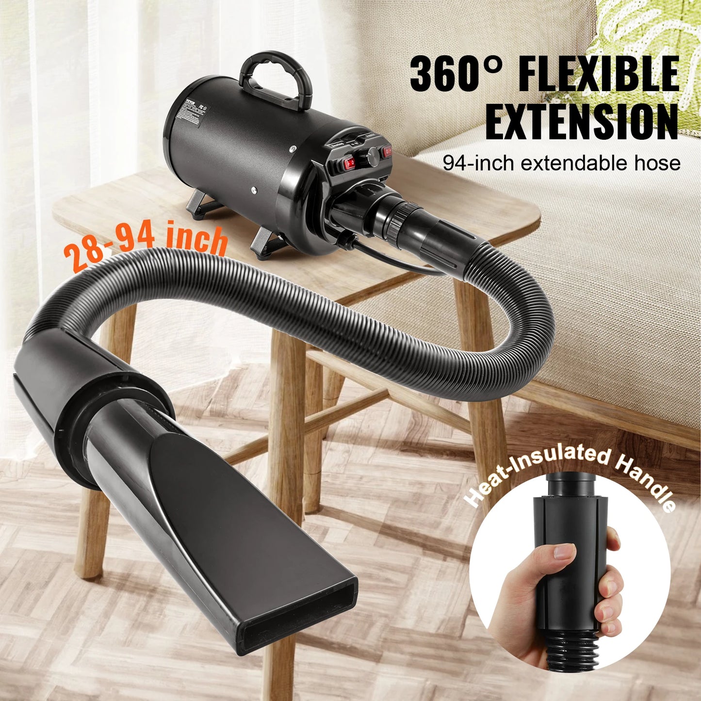 SucceBuy 2000W Dog Blow Dryer Adjustable Speed And Temperature Control