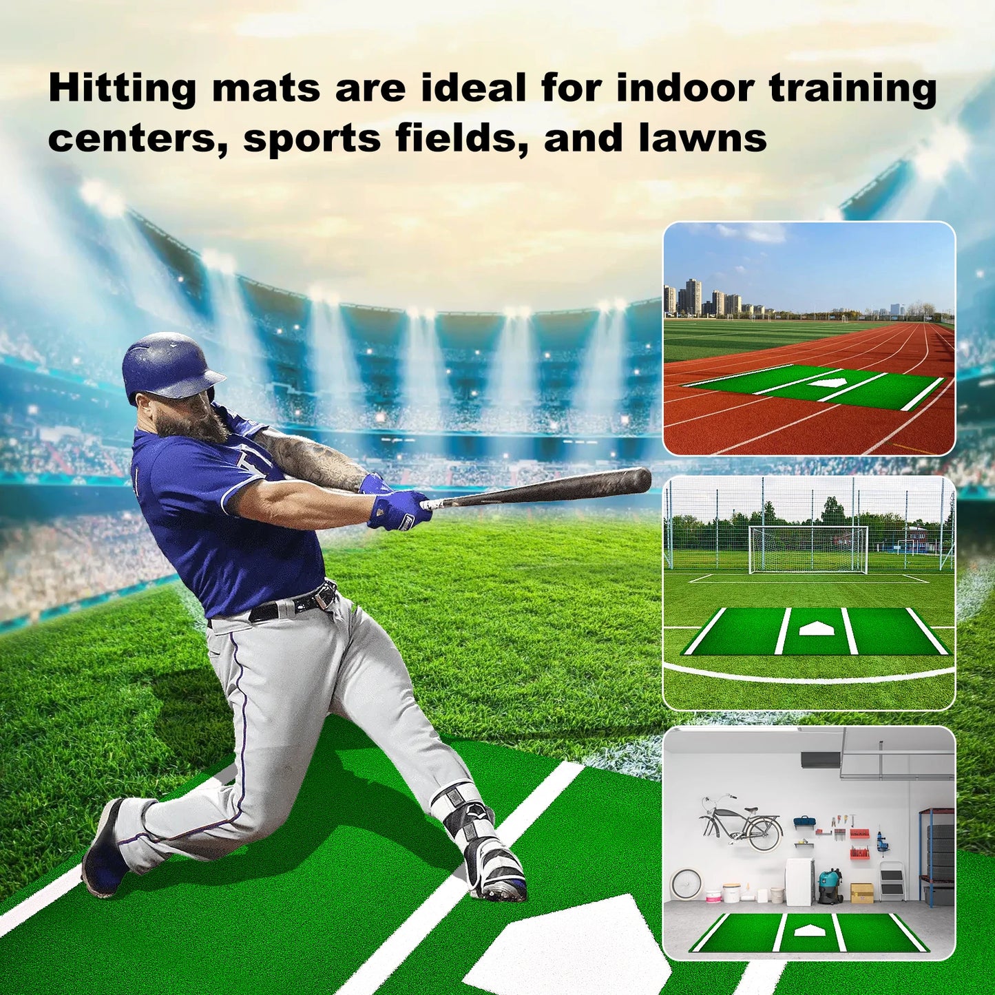 Turf Baseball Batting Mat for Hitting Cage Practice