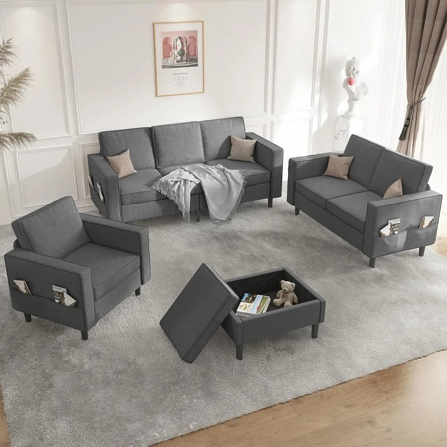 Sectional L Shaped Sofa Set Living Room Furniture