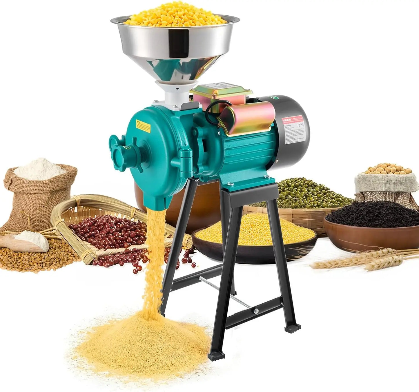 Electric Grain Mill Grinder 1500W Cast Iron Pulverizer Powder Machine