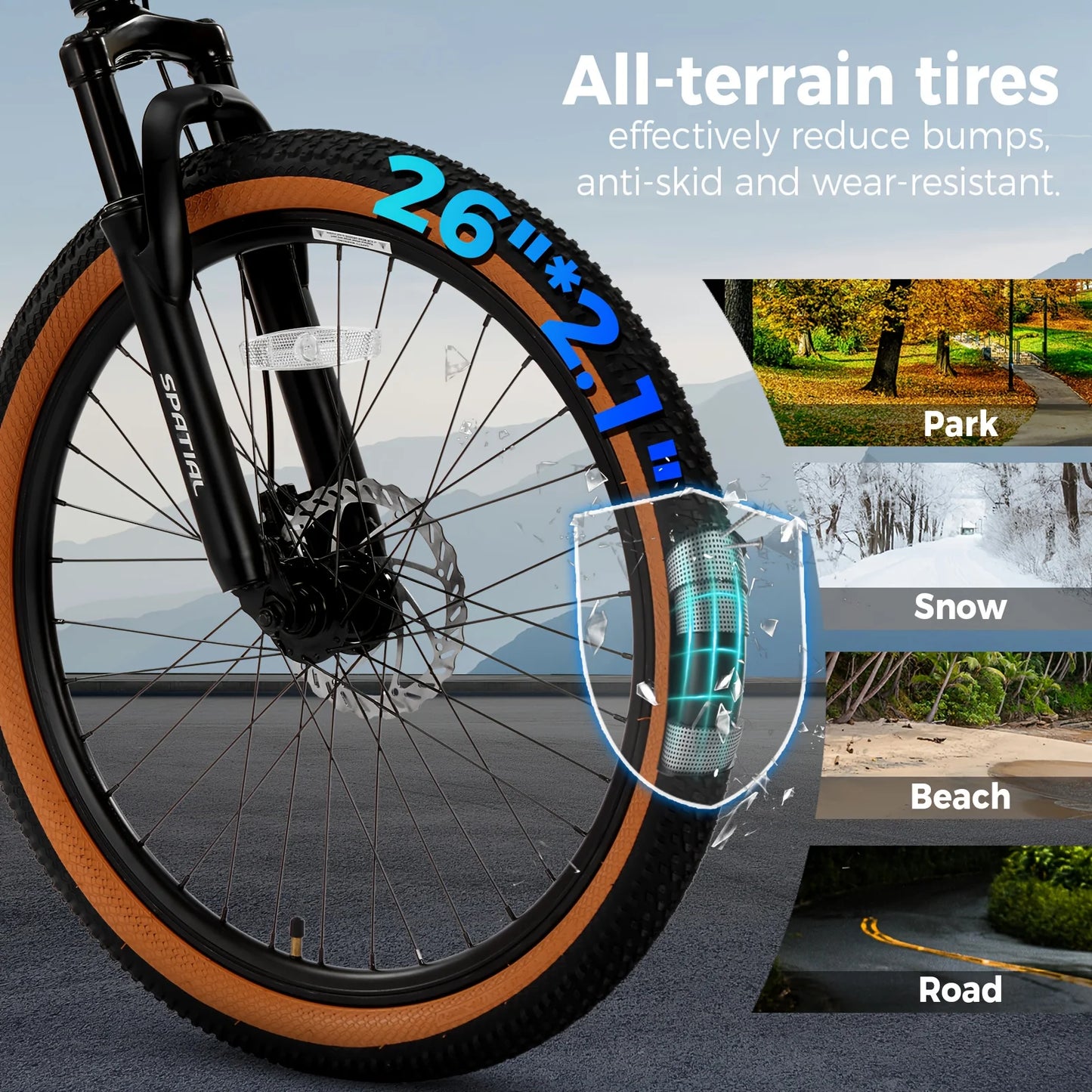 Spatial Fat Tire Mountain Bike Aluminum Frame Dual Disc Brakes