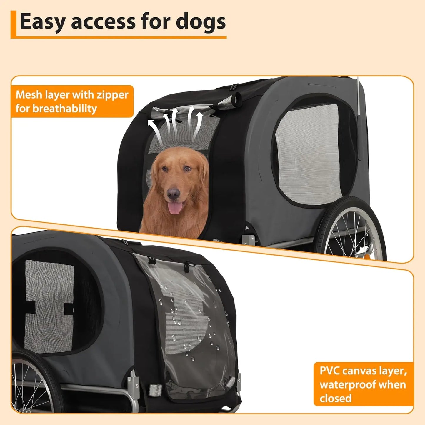 HiMISS Steel Dog Bike Trailer Folding Universal Pet Cart