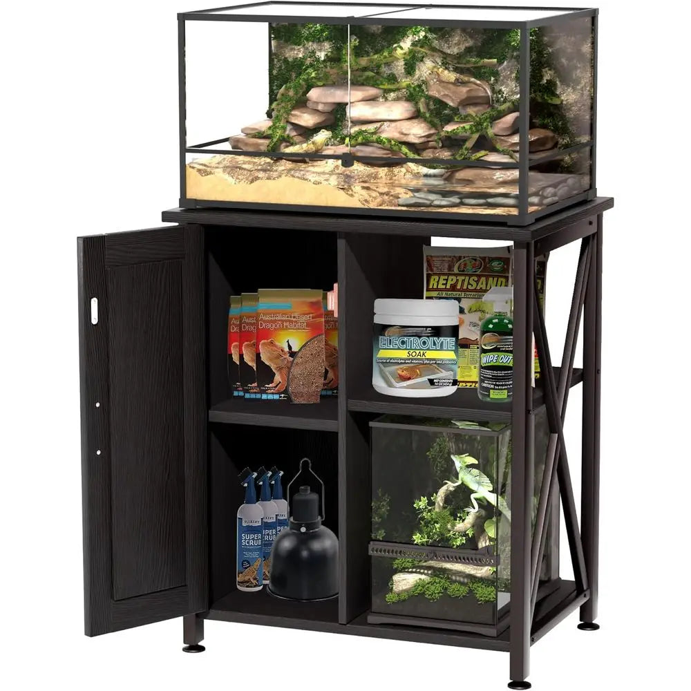 Reptile Tank Stand With Storage Cabinet For Terrariums