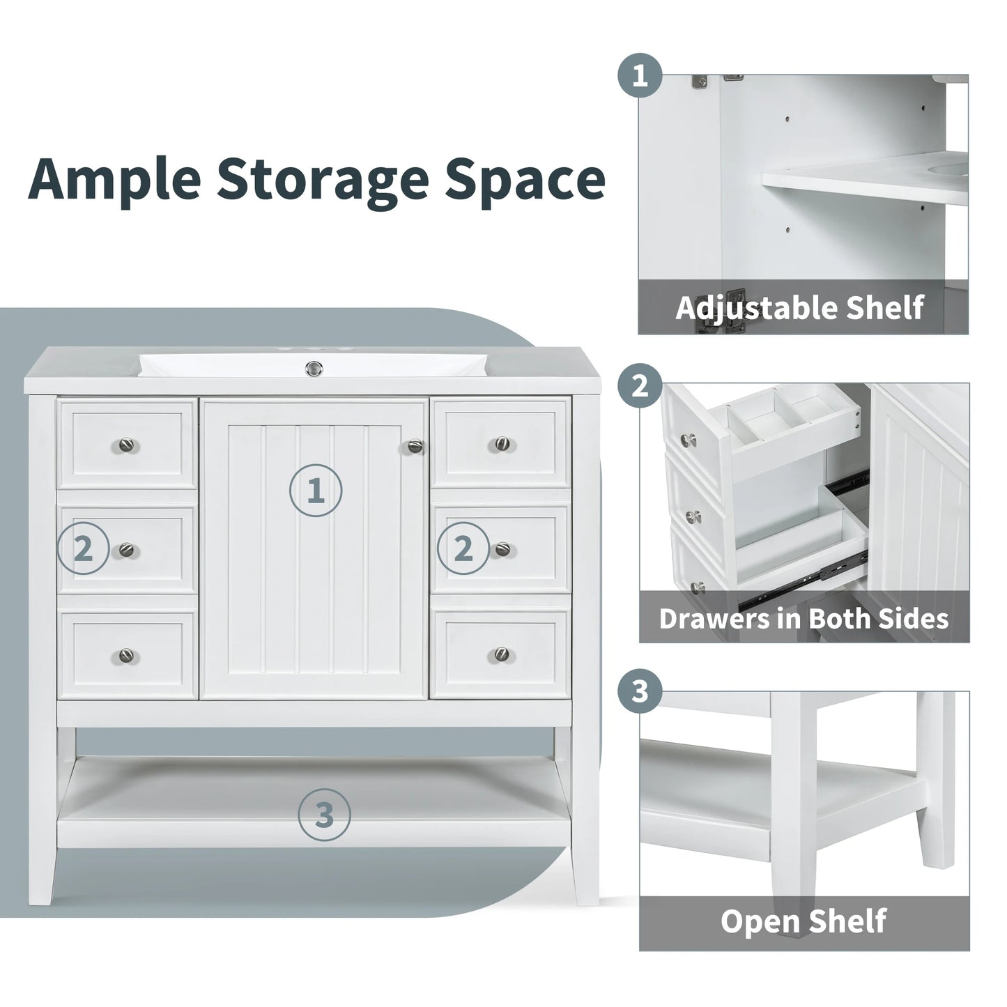 Sh.Kl Bathroom Vanity With Sink Free Standing Cabinet