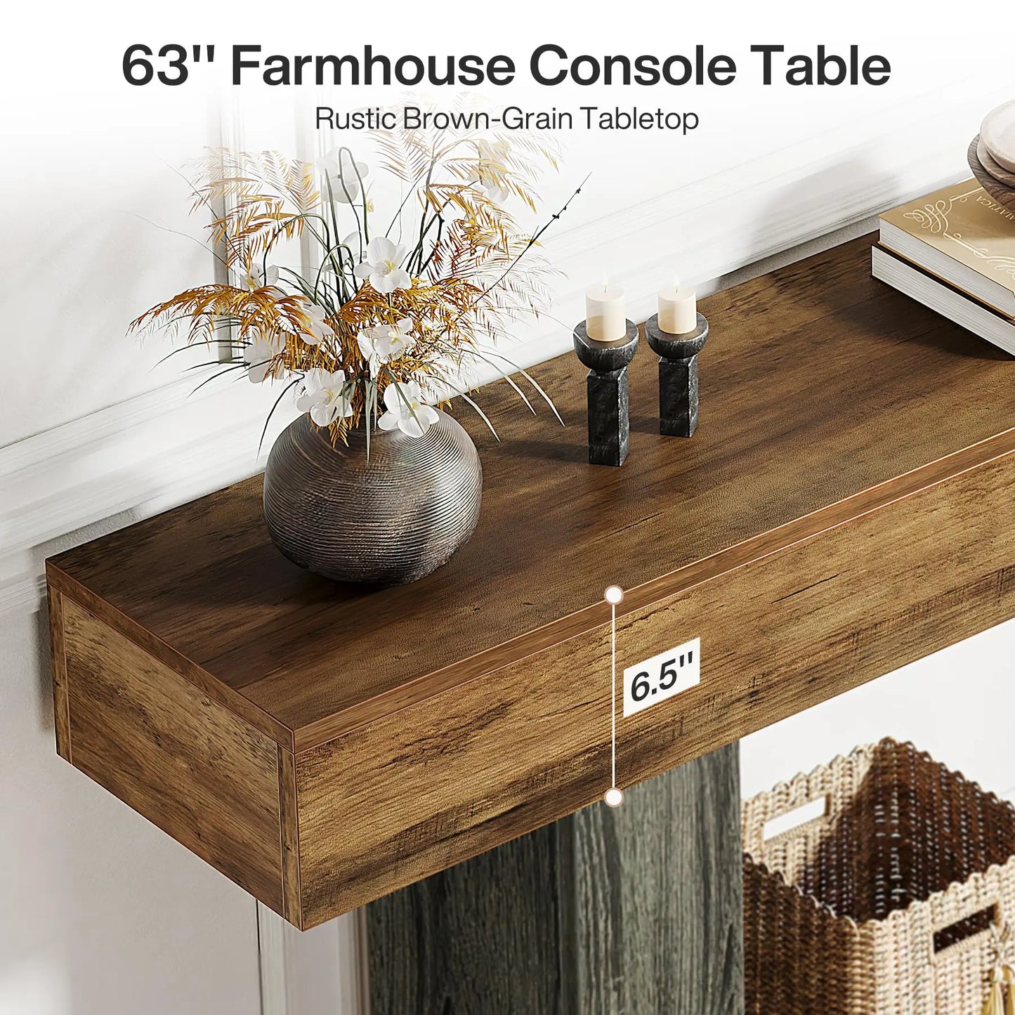 Tribesigns Farmhouse Console Table With U Shaped Base