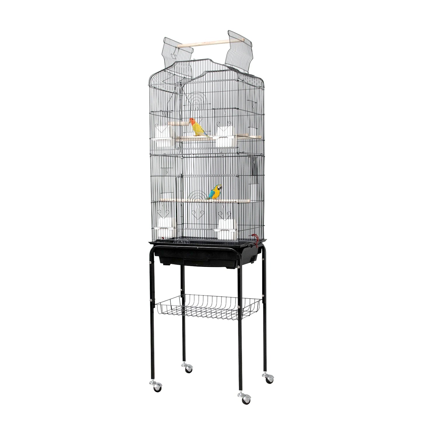 HiMISS Durable Bird Cage With Rooftop Play Stand And Tray