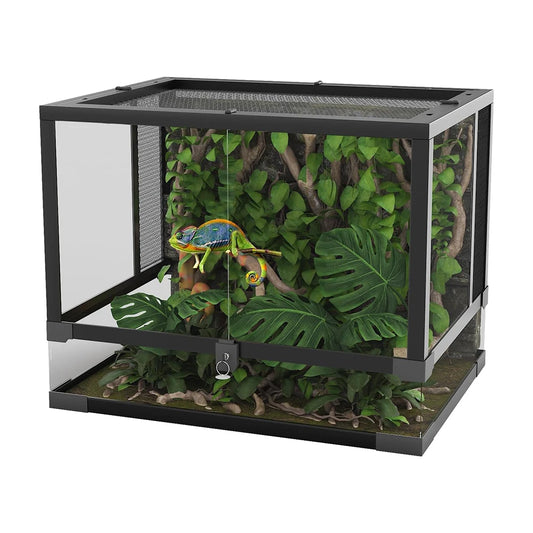 HiMISSH Reptile Glass Terrarium With Top And Side Screen Ventilation