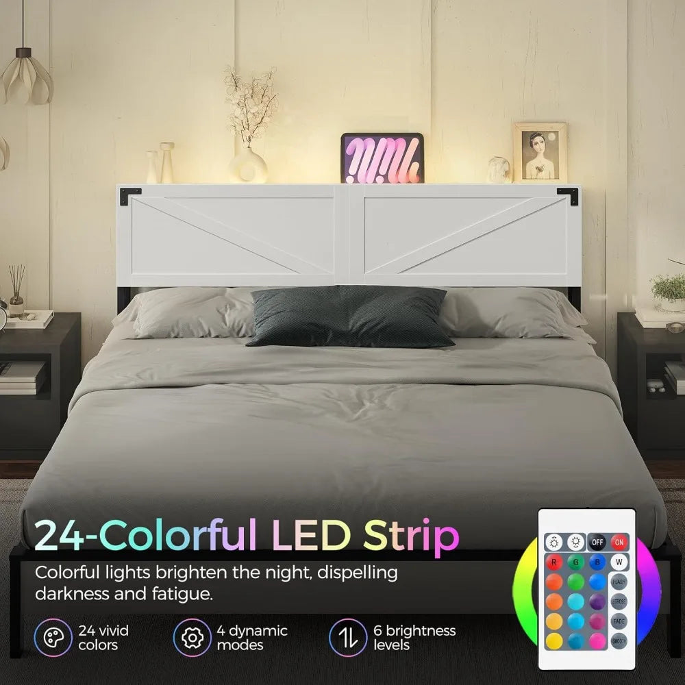 DAFIFY Farmhouse Headboard With 2 Outlets And 4 USB Ports