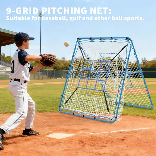 Baseball Softball Rebounder Net Double Sided 9 Zone Pitching Backstop