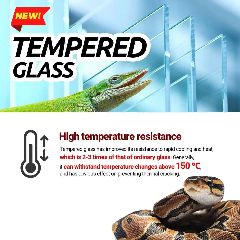 Tempered Glass Terrarium Habitat For Reptiles And Amphibians