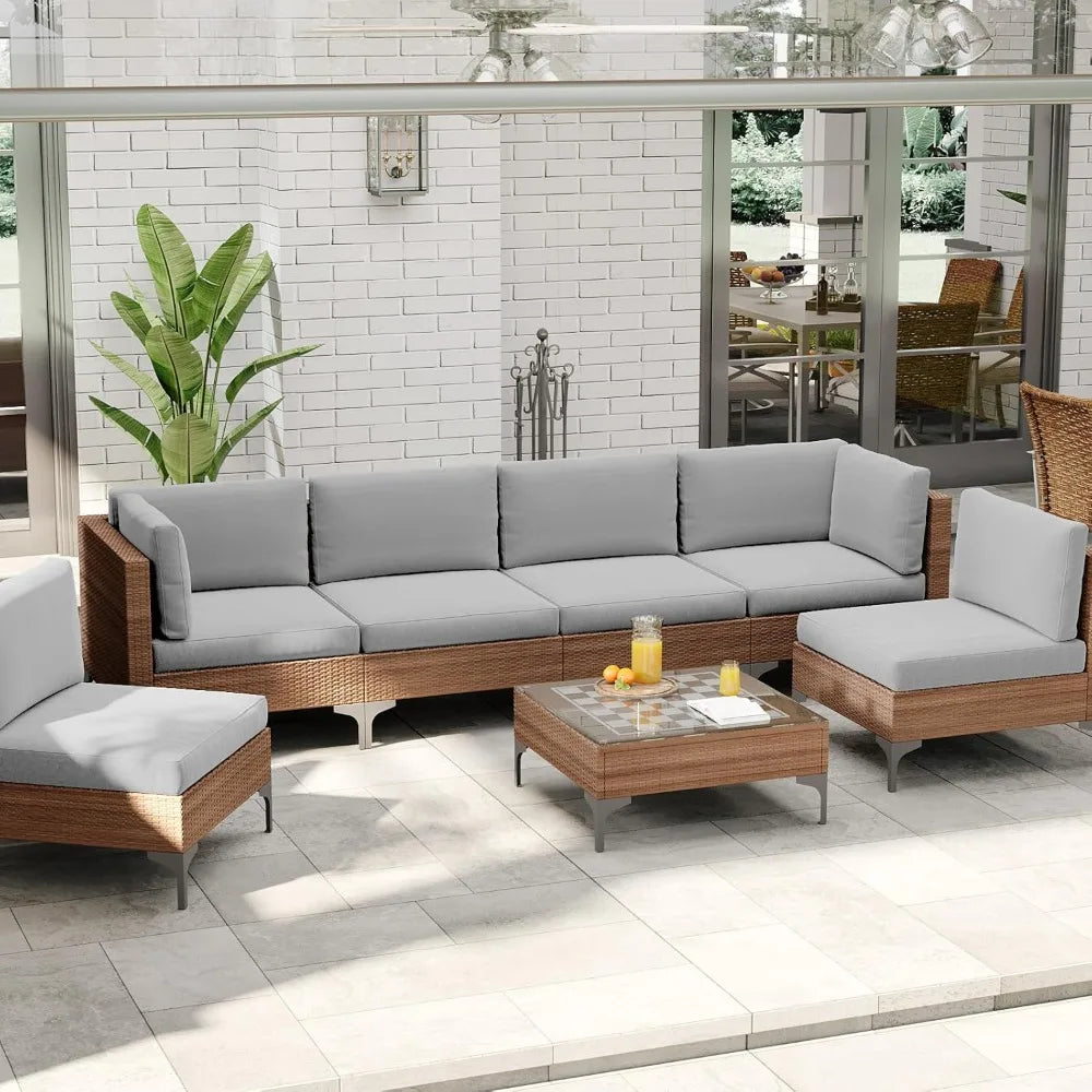 Outdoor Patio Furniture Set With All-Weather Rattan