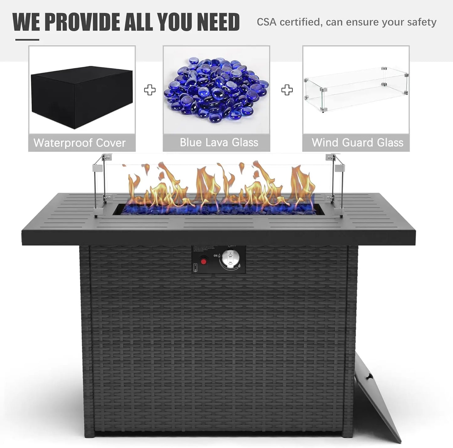 Aluminum Fire Pit Table Patio Set With Modern Sectional Sofa