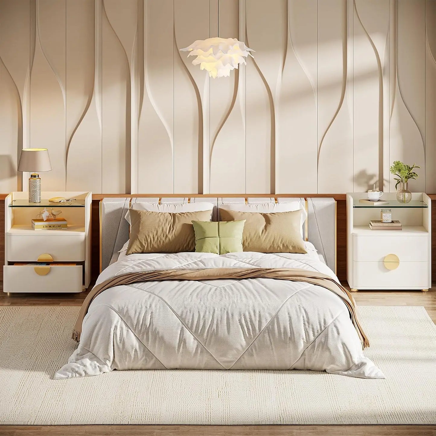 Little Tree Nightstand With 2 Drawers And Open Shelf