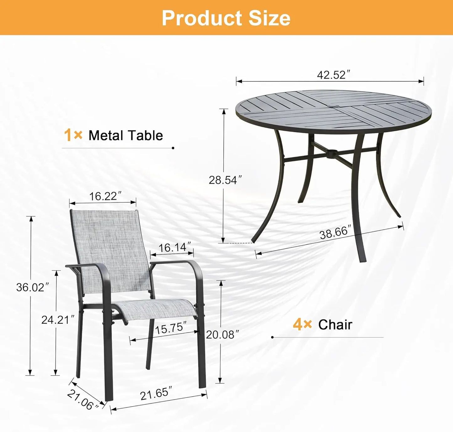 5-Piece Round Patio Dining Set With Aluminum Table And Chairs