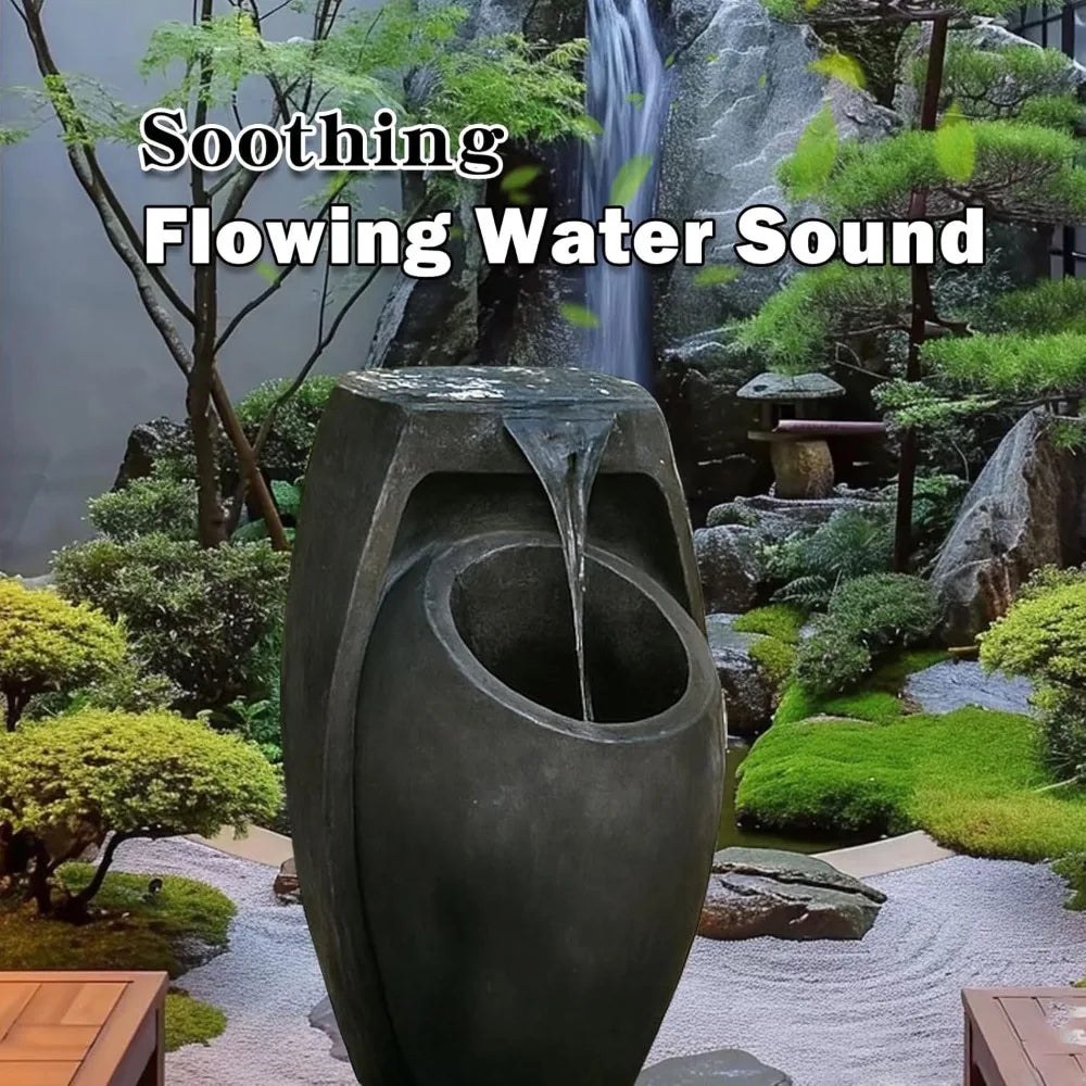 NHCozy Home Modern Two Tier Floor Fountain Indoor Outdoor