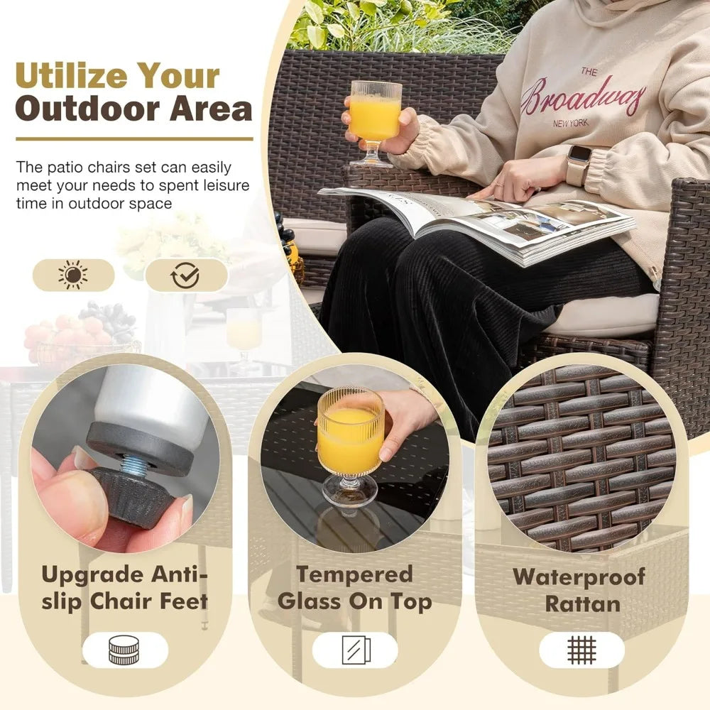 Outdoor Patio Furniture Set Rattan Wicker 4 Piece