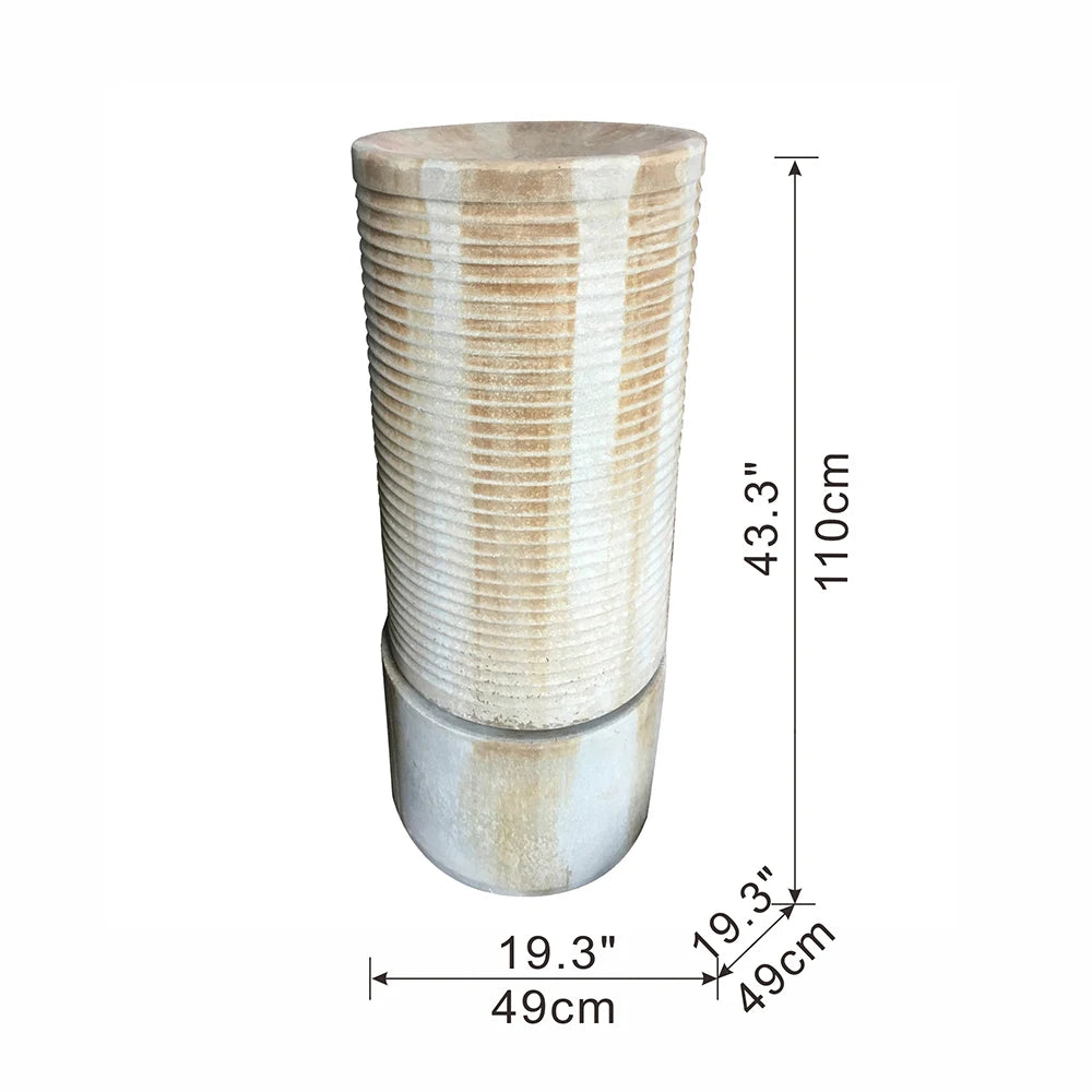Modern Cylinder Ribbed Tower Water Fountain for Outdoor Garden