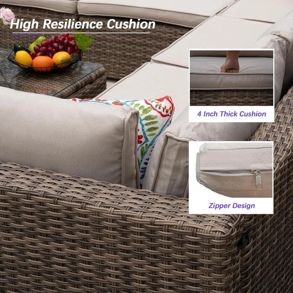 Outdoor Patio Furniture Set All Weather Rattan Wicker Conversation Set