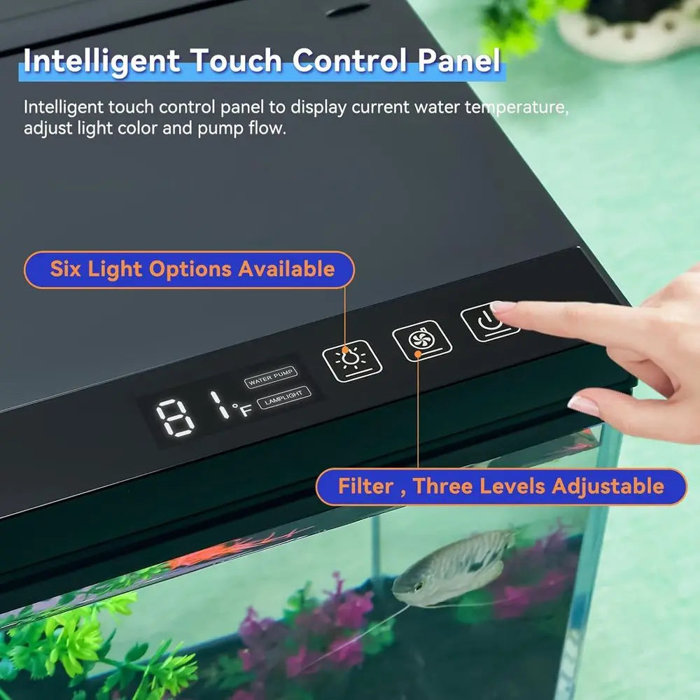 Rectangular Glass Fish Tank Kit With Temp Display And 3 Speed Pump