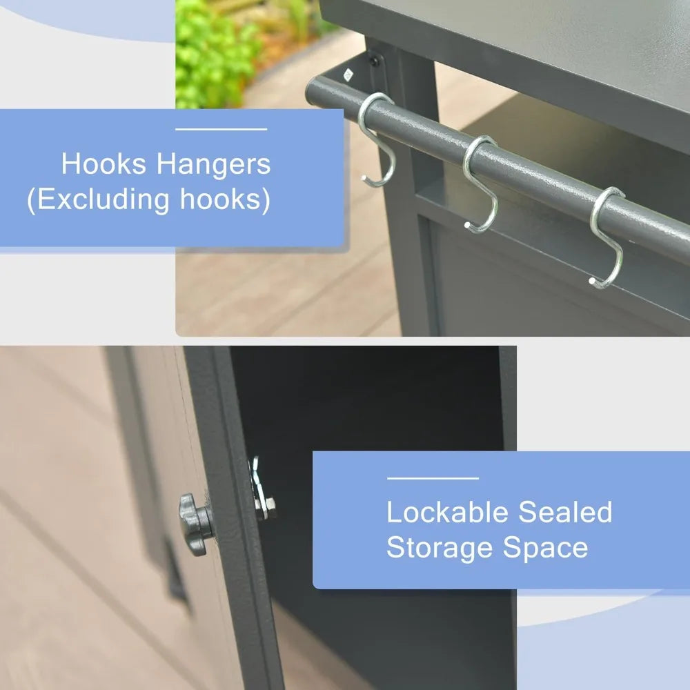 DAFIFY Outdoor Grill Cart With Wheels Storage Cabinet Metal