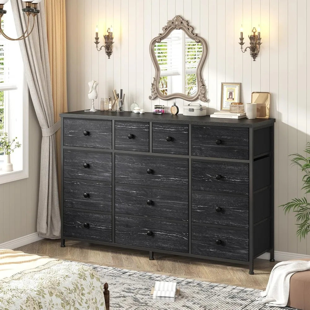 Bedroom Dresser With 13 Fabric Drawers And Metal Frame