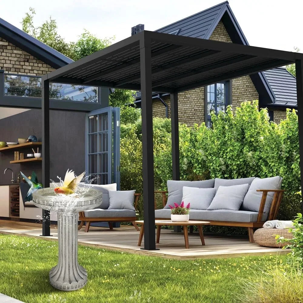 Outdoor Fibre Reinforced Concrete Bird Bath With Modern Pedestal